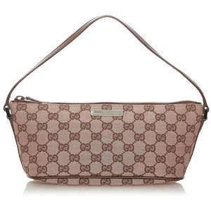 Gucci Pink and Brown GG Monogram Pochette Mini Shoulder Bag